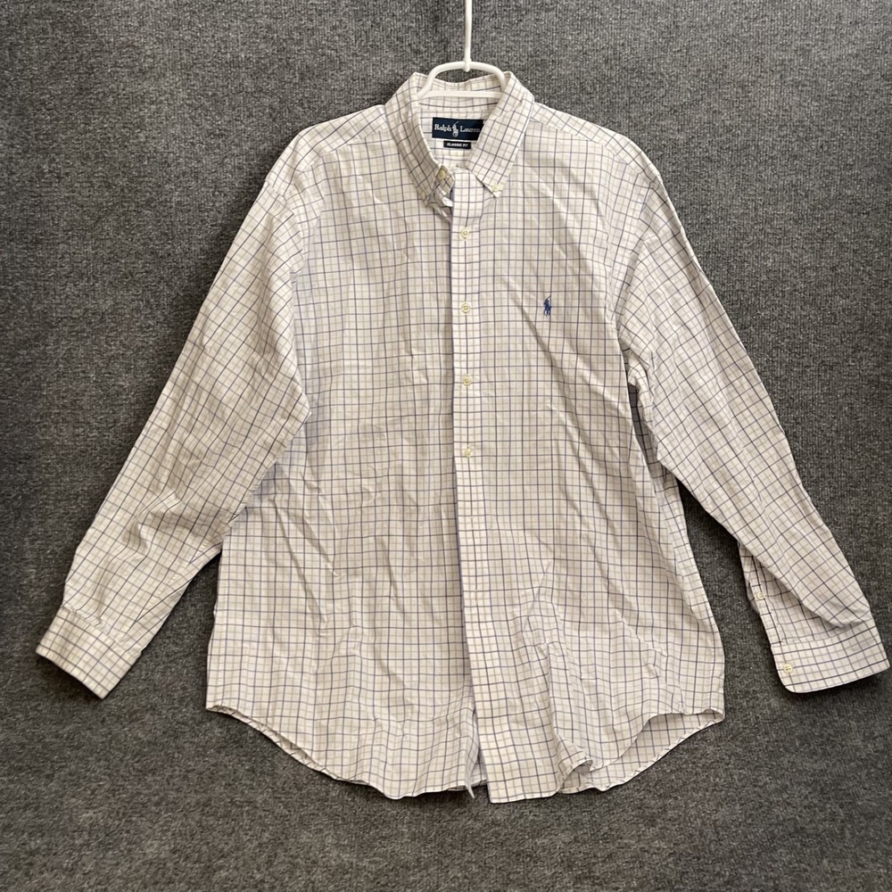Polo Ralph Lauren Dress Shirt Mens Sz L Classic Fit Long Sleeve Plaid